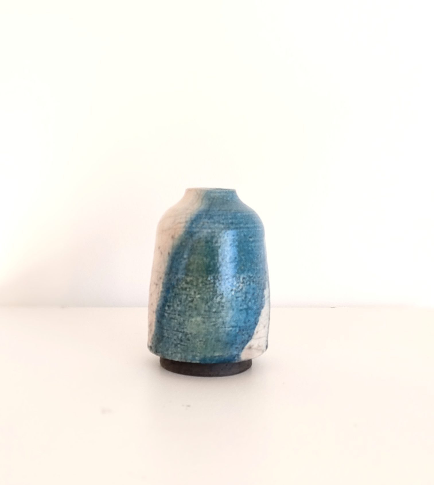 Petit Vase Raku Bleu